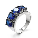 925 Sterling Silver Blue Round Shape Sapphire Rings For Women