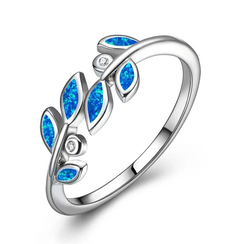 Blue Fire Leaf Ring for WomenBlue7