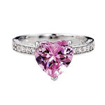 Silver Plated Heart Cubic Zirconia Engagement Ring for Women Wholesale Size 5-11 Fashionable Wedding Band Jewelry Accessory
