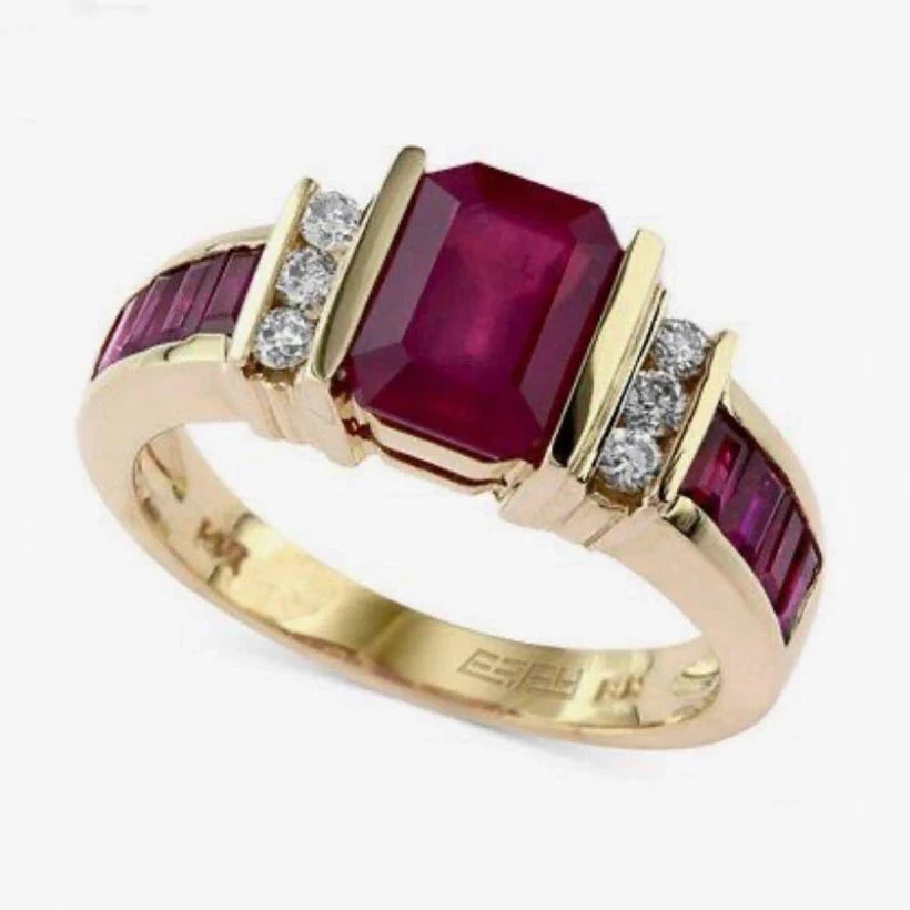 Inlaid Red Zircon Valentine's Ring for Women