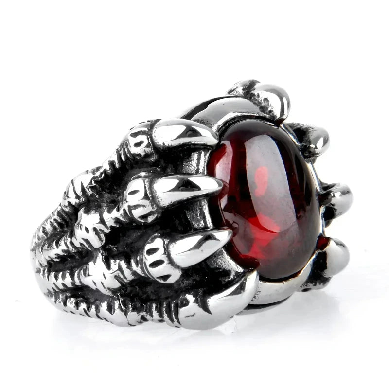 Dragon Claw Vintage Punk Gothic Ruby Men's Alloy Casting Ring