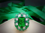 Emerald and Diamond Gemstone 18K White Gold RingRing