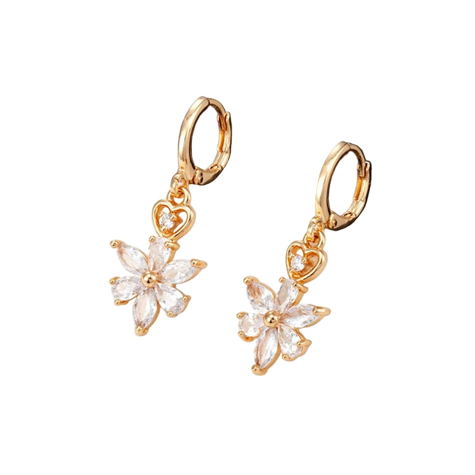 Cute Colorful Crystal Flower Hoop Earrings for Women