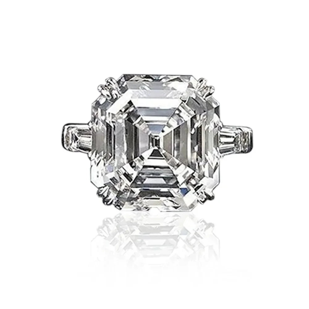 Luxury Asscher Cubic Zirconia Engagement Ring for Women
