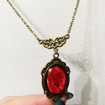 Gorgeous Carved Bohemian Garnet Pendant NecklaceYA4018-1
