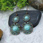 Ethnic Turquoises Dangle Earrings Antique Bronze Pigeon Earring0300