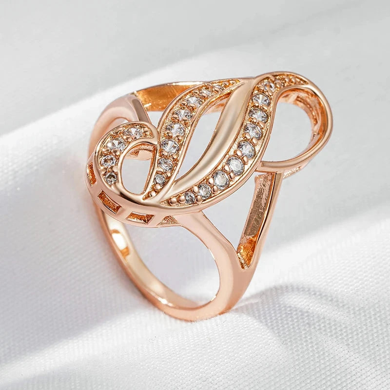 Luxury Fashion Natural Zircon Big Ring For Women 585 Rose GoldZ05407