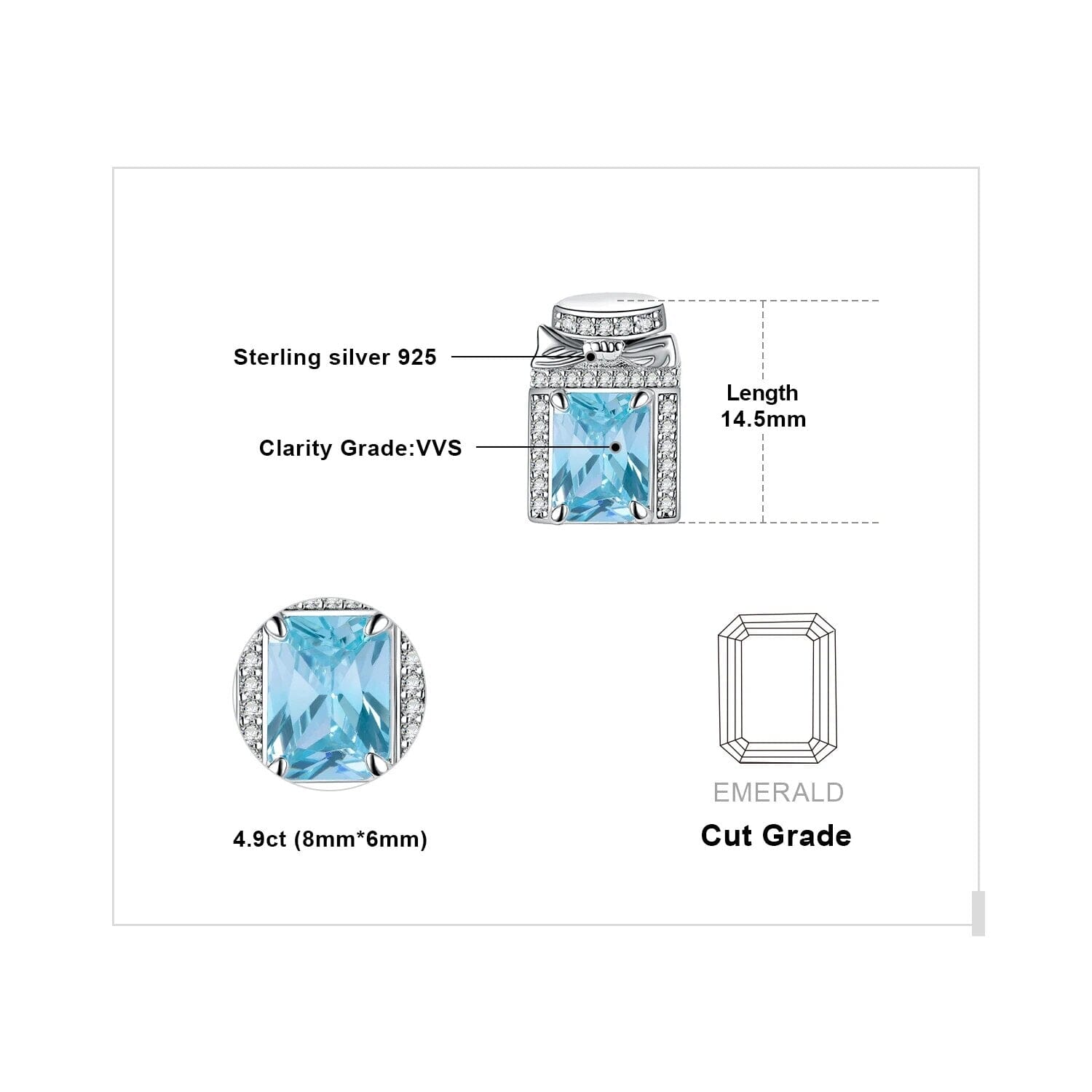 Bow Knot 5.4ct Aquamarine 925 Sterling Silver Stud EarringsEarrings
