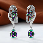Luxury Crystal Clip Earrings for WomenRainbow