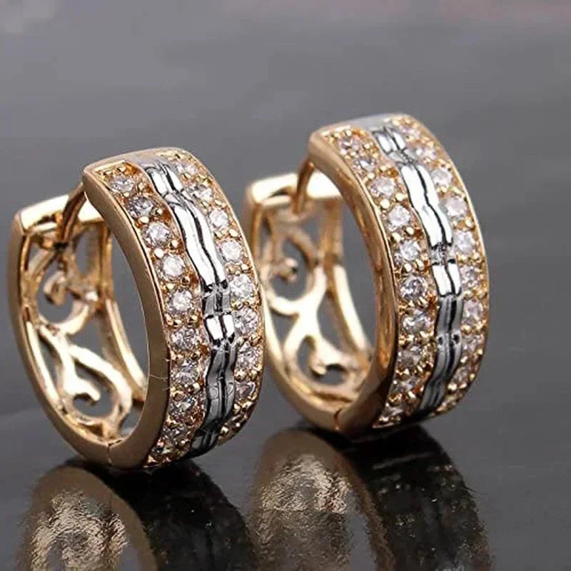 Versatile Women’s Hoop Earrings with Cubic ZirconiaE1493