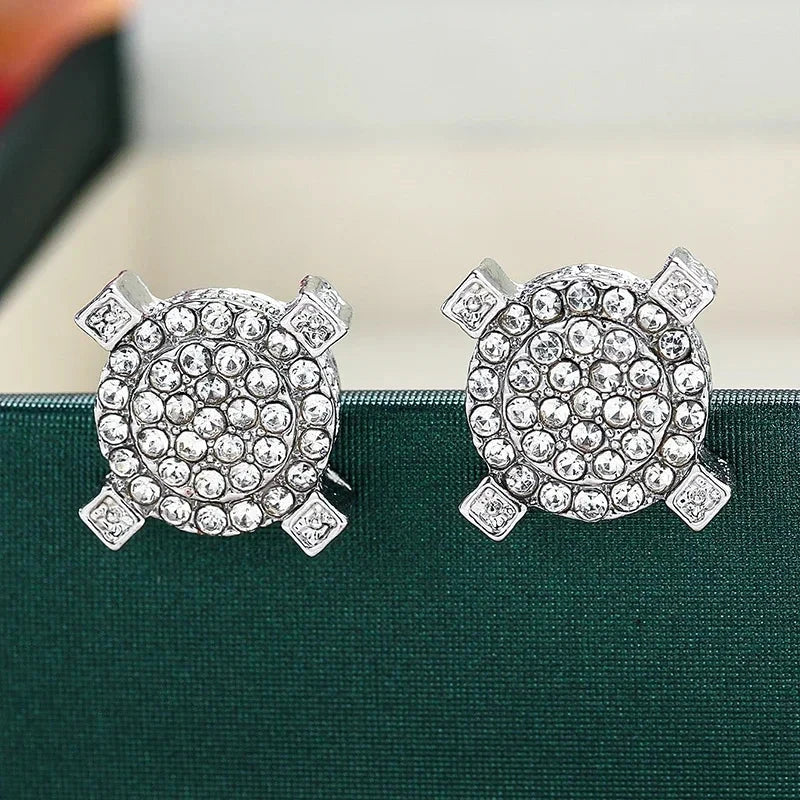 Fashion Gold Color Iced Out Square Bling Stud EarringM328
