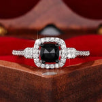 Charming Black Crystal Wedding Ring for Women
