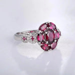 Garnet Halo Rings for Women Natural 3 Carats Purple Rhodolite Garnet Ring