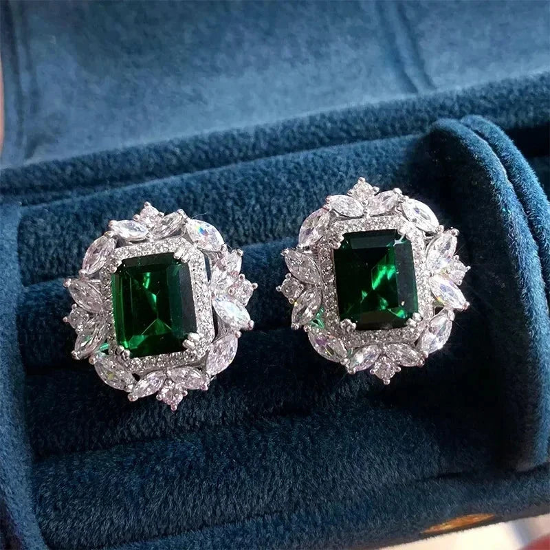Luxury Green Crystal Drop Earrings – Women's Anniversary GiftE2552