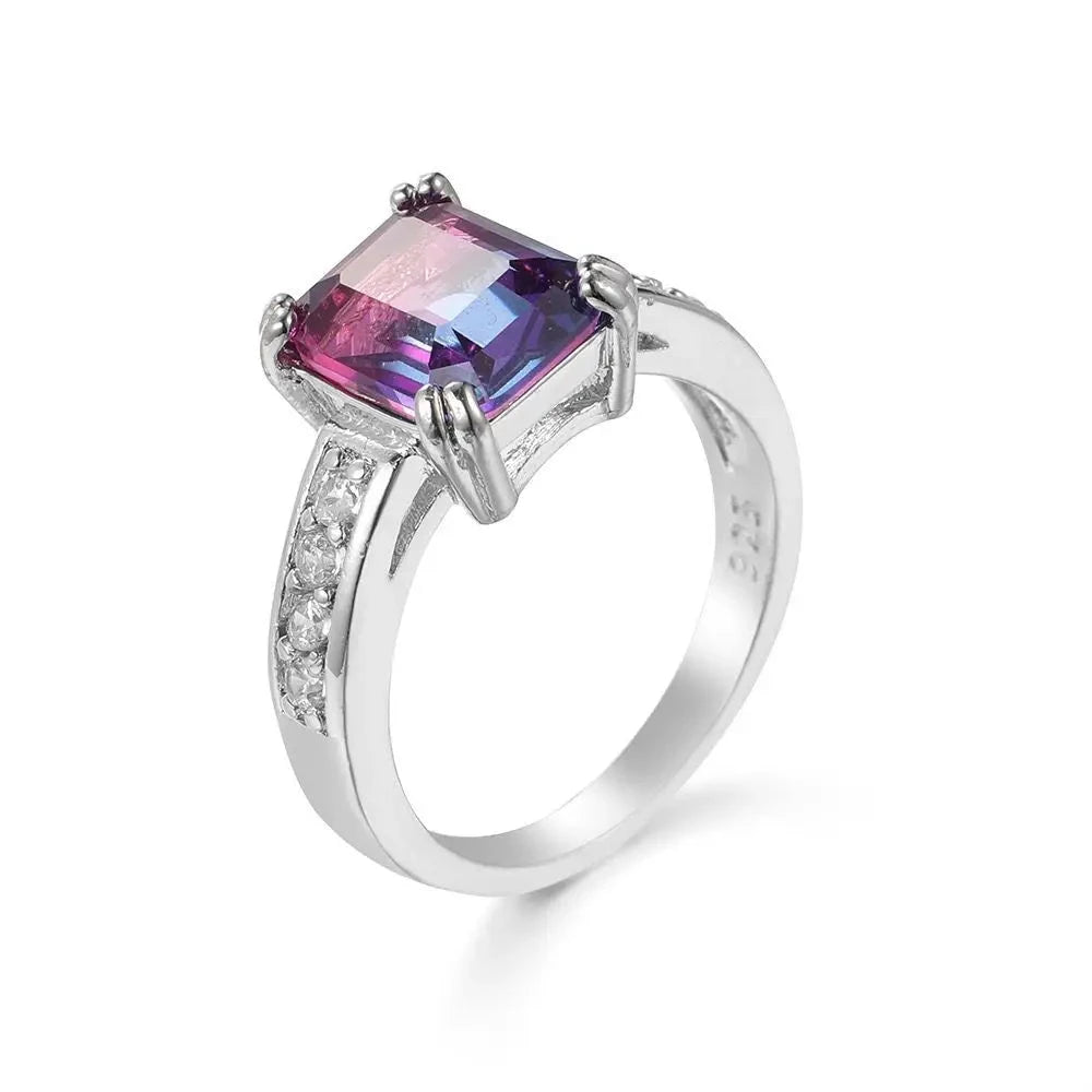 Gold Plated Tourmaline Color CZ Ring for WomenA10