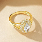 Sparkling Marquise CZ Bridal Ring – 14K Gold Plated Engagement Jewelry