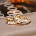 Sarkling Cubic Zirconia Chic Hoop Earrings Gold for Women