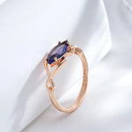 Purple Rhombus Zircon Ring – Rose Gold Color