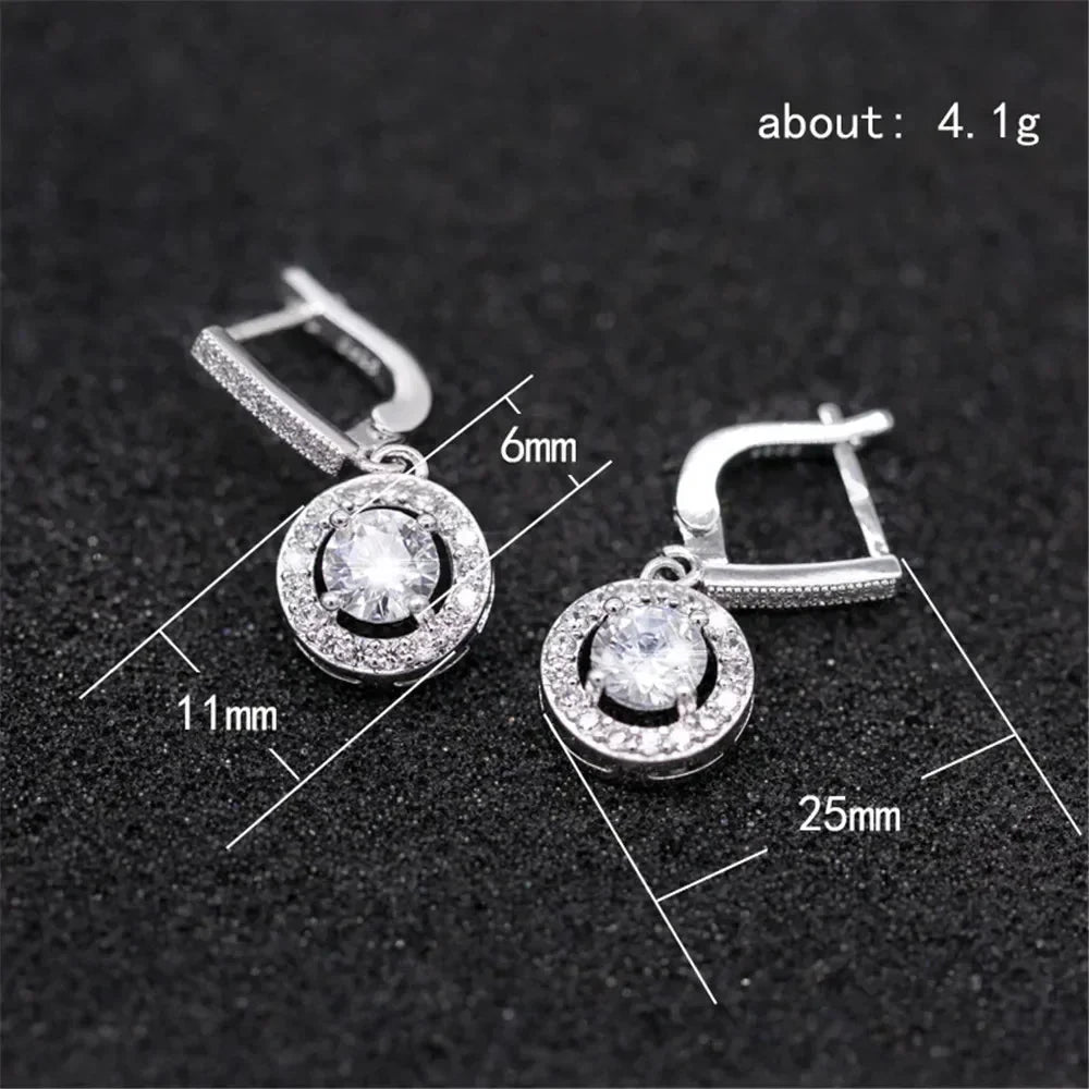 Brilliant Round Cut Cubic Zirconia Drop Earrings for Women