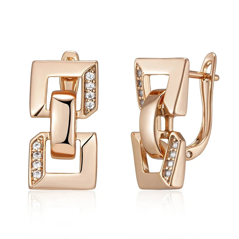 Square Chain Shape 585 Rose Gold Color Earrings For WomenROSE GOLD COLORCHINA