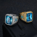 Men's Square Blue CZ Party Ring