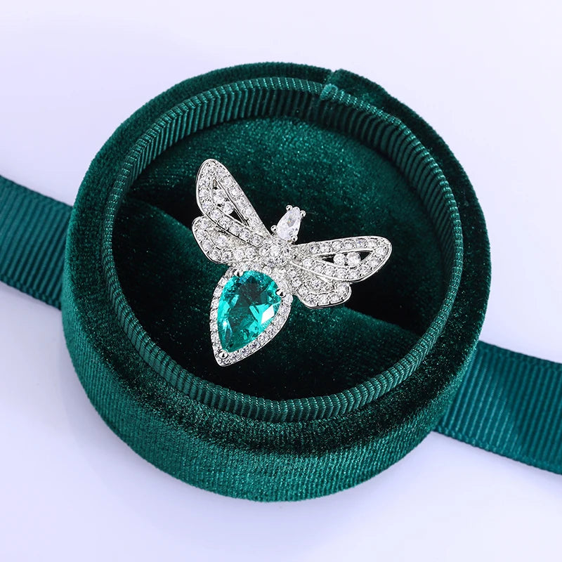 Water Drop Emerald Butterfly Shape Jewelry Ring