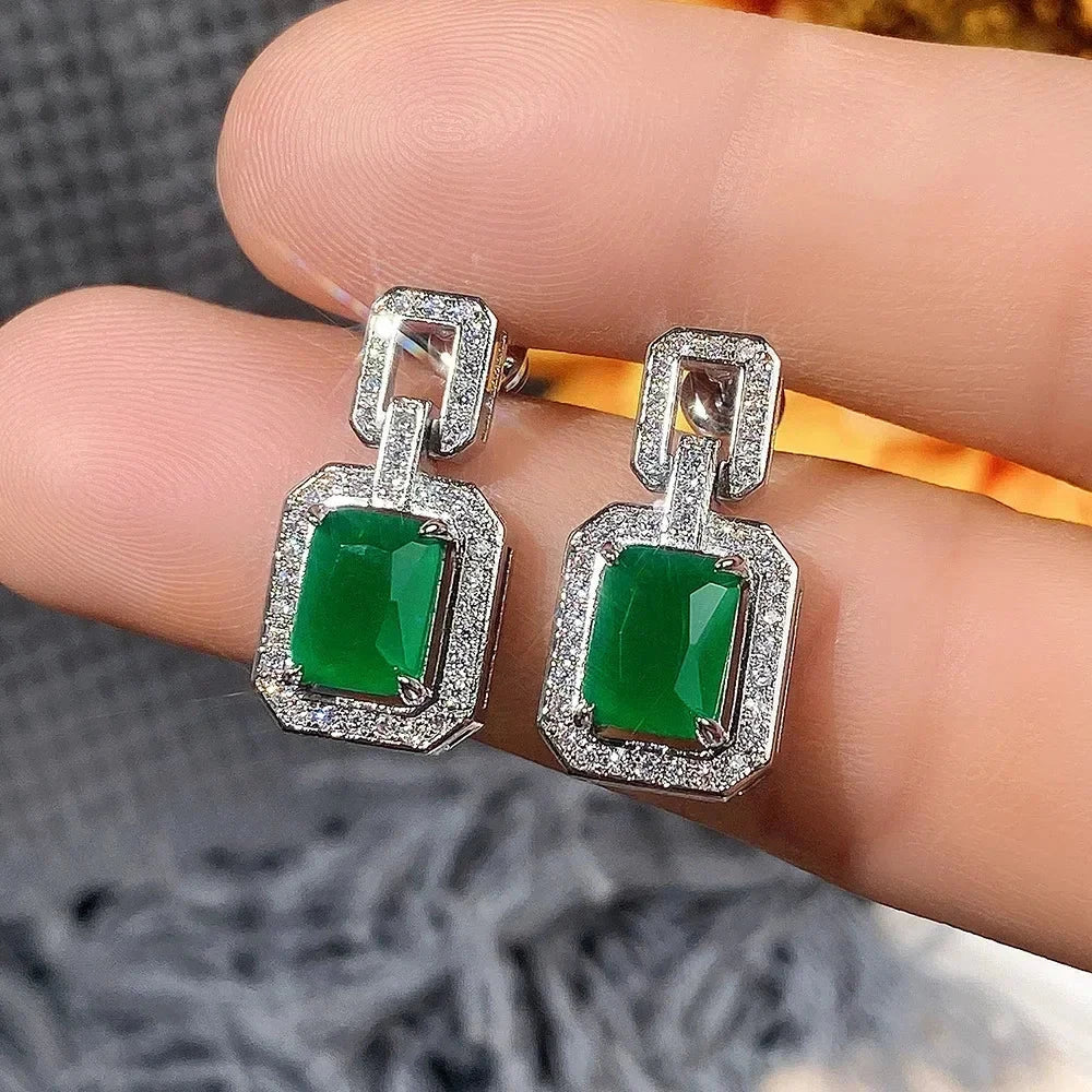 Luxury Green Crystal Drop Earrings – Women's Anniversary GiftE1666