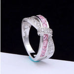 Silver Cross Plated Crystal Wedding Ring for Women