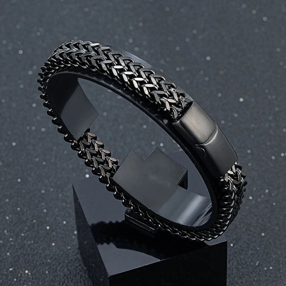 8MM Blue Stainless Steel Curb Chain Bracelet