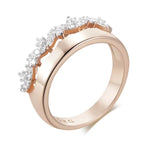 Shiny Natural Zircon Petal Ring – Rose Gold & SilverZ13608
