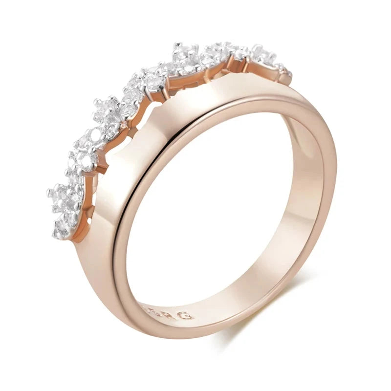 Shiny Natural Zircon Petal Ring – Rose Gold & SilverZ13608