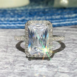 Light luxury Classic 925 sterling silver square Moissanite Ring