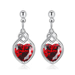 Silver 925 Red Heart Zircon Elegant Women's Sets Ring Earring Necklace