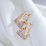 585 Rose Gold Geometric Cubic Zirconia Earrings for Women