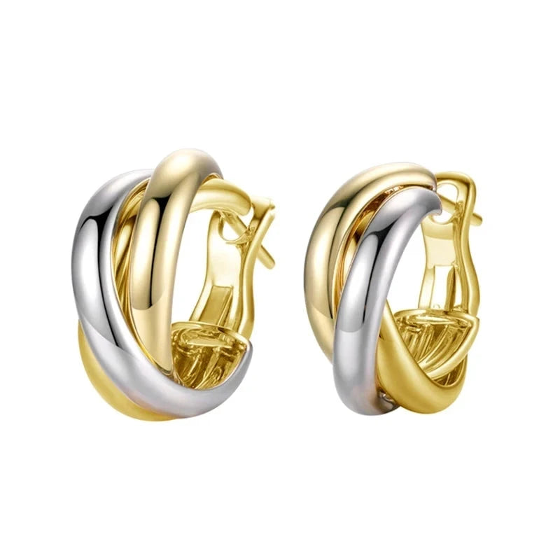 Two-Tone Cross Hoop Earrings for WomenE3111