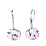 Fire Opal Long Dangle Earrings For Women Cute Round GeometricPink