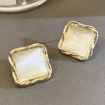 New Beige Square Stud Earrings for Women Korean Fashion Sweet Girls Jelly Texture Unique Design Female Ear Accessories 2025 new