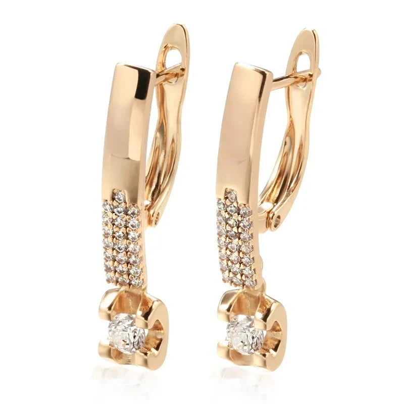 585 Rose Gold Drop Earrings with White Zircon