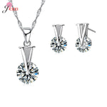 Trendy 925 Silver Color Jewelry Sets Cubic Zirconia Pendants Necklaces Charm Hoop Earrings Wedding Anniversary Gift For WomenS51501