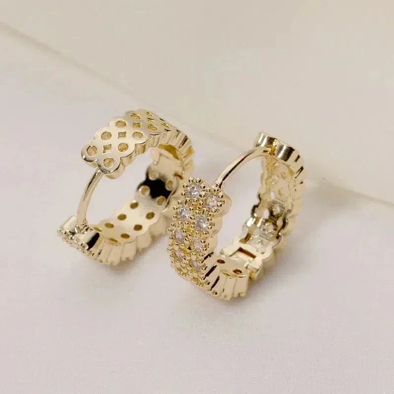 Exquisite CZ Gold Hoop Earrings for Women