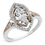 Geometric Rose Gold & Silver CZ Ring for WomenF28510