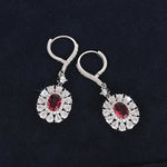 Light Luxury Elliptical Flower Zircon Earrings for Women