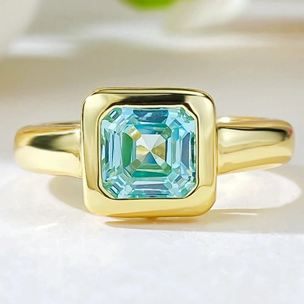 Aquamarine Gemstone Vintage 18K Gold Plated 925 Sterling Silver Ring for WomenSea Blue8