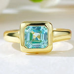 Aquamarine Gemstone Vintage 18K Gold Plated 925 Sterling Silver Ring for WomenSea Blue8