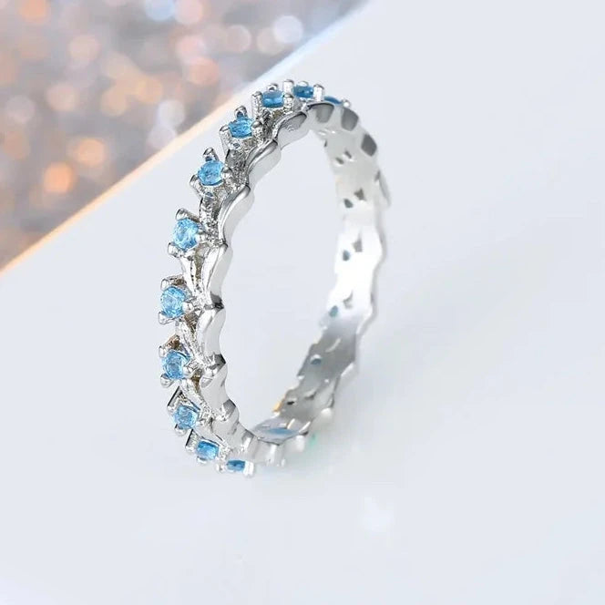 925 Sterling Silver Blue Gemstone Vine Eternity Knuckle Ring for Women