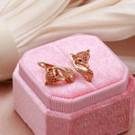 SYOUJYO Cute Red Fox Stud Earrings For Women 585 Rose Golden Natural Zircon Animal Luxury Jewelry Party Gift