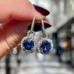 Sapphire Dangle Earring Jewelry 925 Sterling silver Party Wedding Drop Earrings