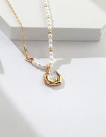 Opal and Freshwater Pearl Silver and Gold NecklaceNecklace