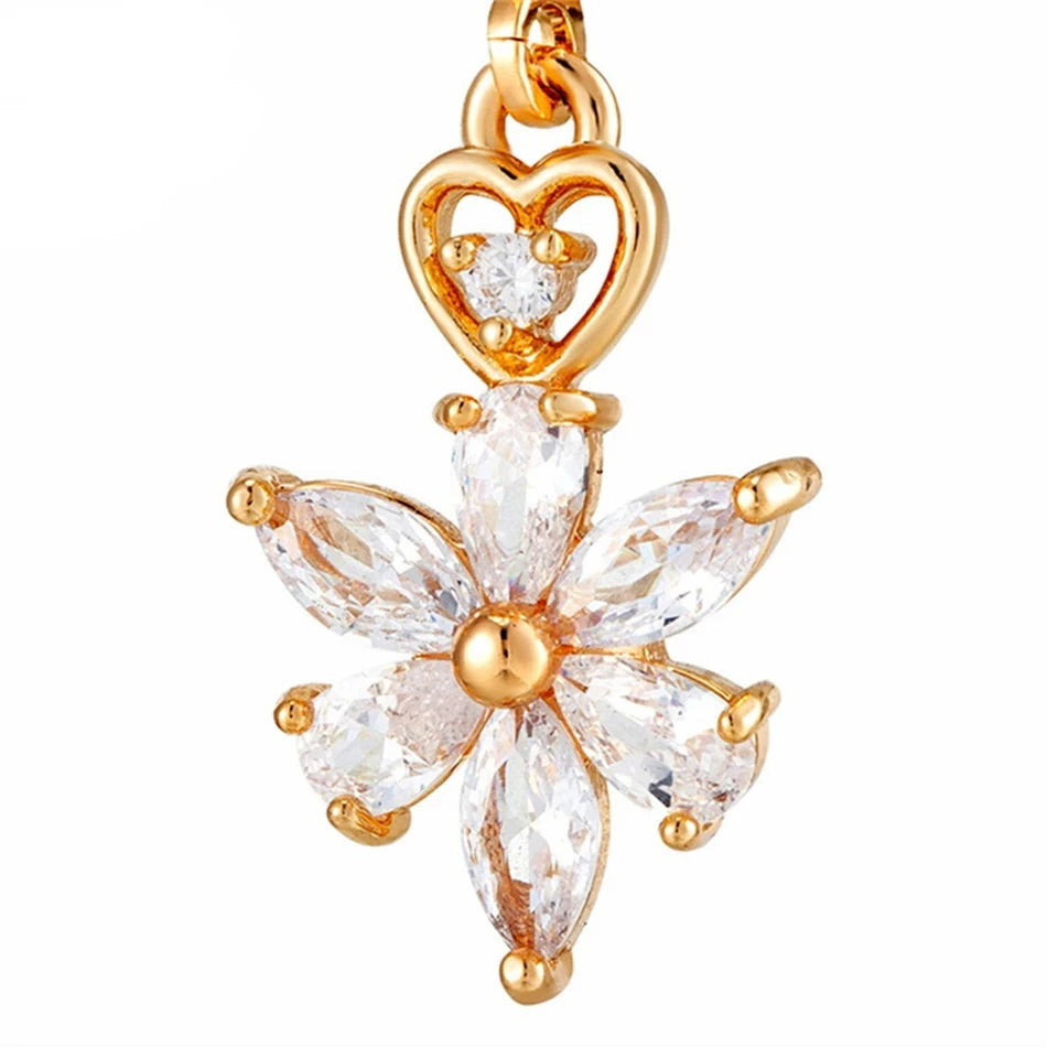 Cute Colorful Crystal Flower Hoop Earrings for Women