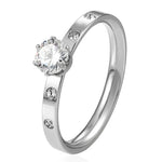 Rose Gold Titanium Wedding Ring with Cubic ZirconiaSteel color7